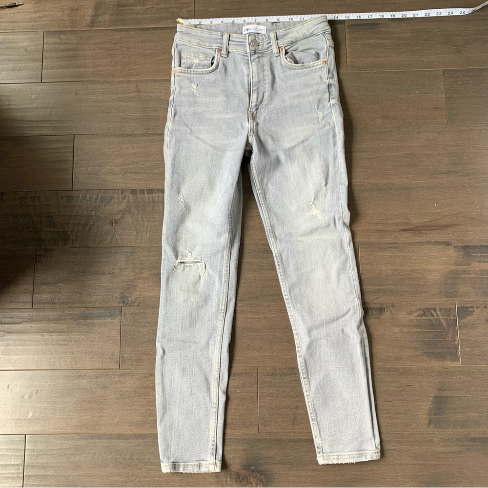 Zara grey ripped skinny jeans